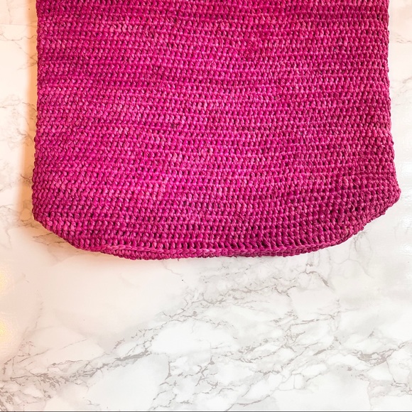 The Little Market Raffia Tote Hot Pink - Picture 7 of 11